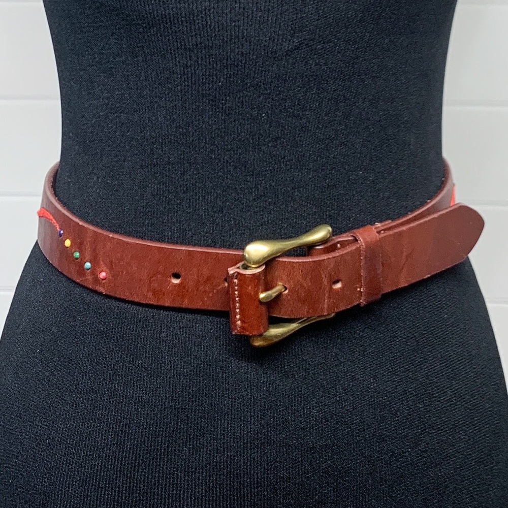 Fossil belt with colorful embroidery